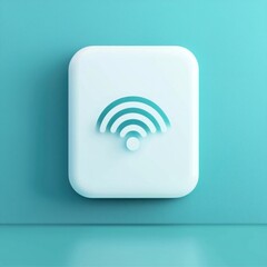 Poster - A white square with a blue background and a wifi symbol in the middle