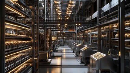 Poster - A modern industrial facility filled with organized storage and machinery.