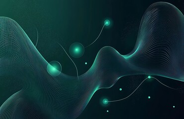 Fototapete - Dynamic blue technology background featuring abstract lines and glowing nodes in a futuristic design