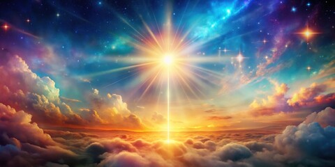 Wall Mural - religious celestial sky with vibrant aura of soul, heavenly, spiritual, divine, magical, mystical, e