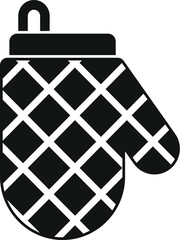 Poster - Black silhouette of a kitchen glove with a checkered pattern, ideal for handling hot cookware safely