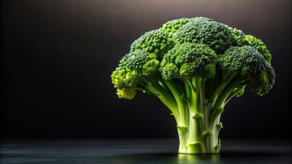 Wall Mural - Close-up of broccoli on a black background, broccoli, vegetable, healthy, organic, green, food, nutrition, fresh