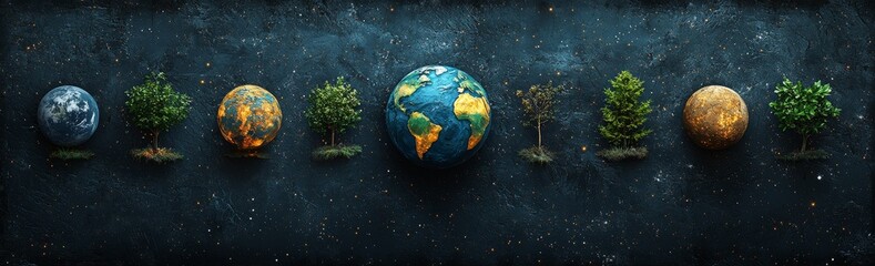 Wall Mural - picture a brilliant light casting its glow on the dark horizon of a far-off planet. with the sun beh