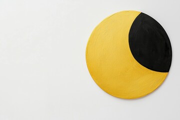 Poster - Abstract circle design with yellow and black paint on white background