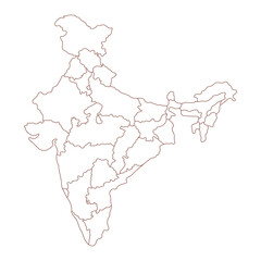  Map of India icon vector. Line India Map illustration vector. Indian map icon vector