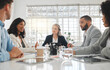 © peopleimages.com - Office, business people and attorney with discussion in meeting, planning and court case review for law firm. Teamwork, lawyers and woman with feedback for justice updates, corporate project or ideas