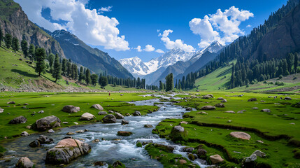 beautiful mountains landscape kashmir state india