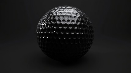 Poster - glossy black sphere with dimples on a dark background