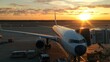 © Sansern - Sunset serenity passenger at airport gate in travel photography