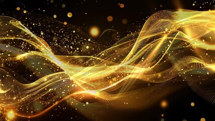Wall Mural - golden wave seamless loop background with sparkling particles