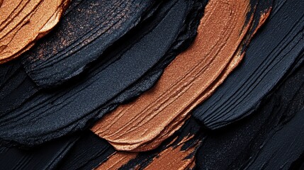 Poster - Textured Black and Copper Paint Strokes for Artistic Backgrounds