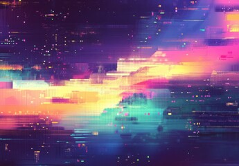 Poster - Abstract digital art featuring vibrant colors and dynamic patterns, showcasing a blend of technology, creativity, and modern design in a mesmerizing visual experience.