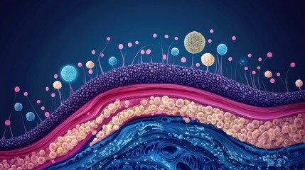 Poster - Microscopic View of Colorful Cellular Structures and Patterns