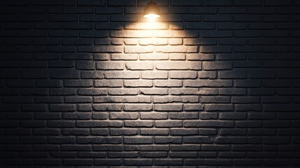 Poster - Illuminated wall with textured bricks creating a dramatic and modern ambiance.