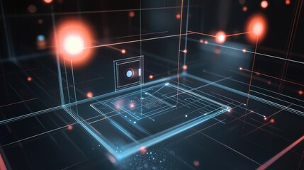 Poster - Immersive digital space interactive prototype mockup of touchena technology in a futuristic environment