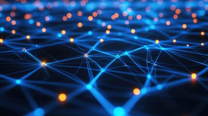 Poster - Abstract network technology background with glowing neon lights