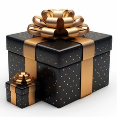 Aufkleber - Gift boxes, use black color and gold colors, 3d cartoon style.