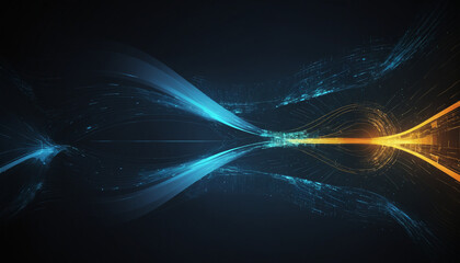 Poster - Abstract Energy Flow: Blue and Orange Fractal Art 