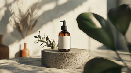 Poster - Elegant skincare product display minimalist studio product photography neutral setting close-up view aesthetic appeal