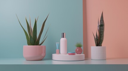 Poster - Modern minimalistic design showcase indoor space product display contemporary environment close-up view aesthetic appeal
