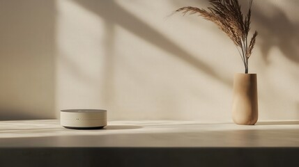 Poster - Contemporary smart device presentation mockup in a minimalist indoor setting with clean design