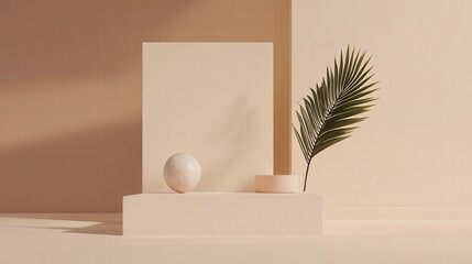 Poster - Modern minimalist display of greenery and form studio space art arrangement bright environment artistic concept