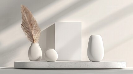 Poster - Artistic display of modern minimalist decor bright and creative perspectives in a contemporary studio