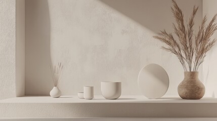 Poster - Minimalist decorative arrangement modern home still life clean space natural light aesthetic serenity