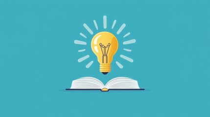 Poster - Light Bulb Above Open Book Representing Creative Idea Generation