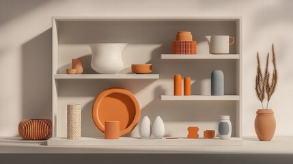 Poster - Stylish home decor display modern interior product showcase minimalistic design side view creative arrangement