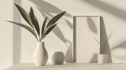 Poster - Elegant vases and simple background in a minimalist mockup for contemporary home decor inspiration