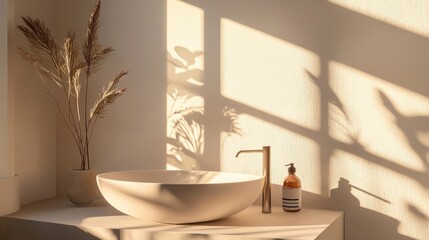 Poster - Elegant bathroom sink display modern home interior design minimalist space natural light serenity and style