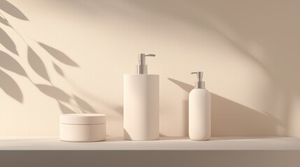 Poster - Minimalist bathroom product display modern home branding mockup clean environment close-up aesthetic appeal