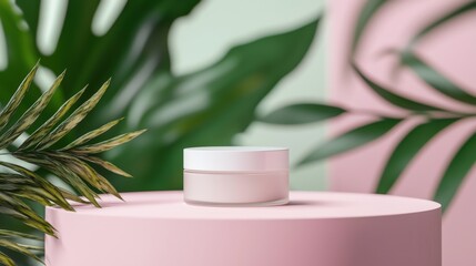 Aufkleber - Product display mockup studio cosmetic container minimalist setting close-up modern aesthetic for marketing impact