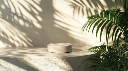 Poster - Product display on textured surface with natural light and shadows indoor setting lifestyle concept for home decor