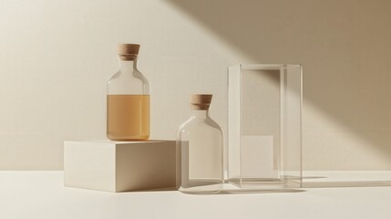 Aufkleber - Product branding mockup displaying natural ingredients minimalist studio photography bright lighting aesthetic focus