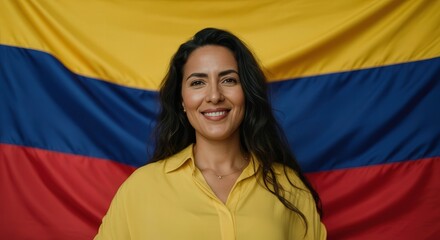 Colombian heritage celebration portrait with national flag for cultural diversity and pride