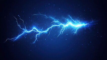 Wall Mural - Vivid blue lightning bolt on dark background highlighting power and energy