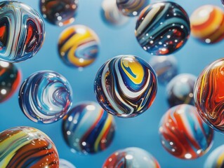 Canvas Print - Colorful Marbles Floating