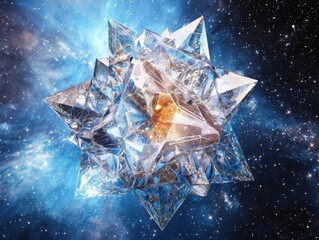 Poster - captivating cosmic night sacred geometry snowflakes sparkling across the universe