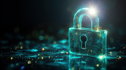 Poster - Translucent Digital Lock Representing Cybersecurity Concepts