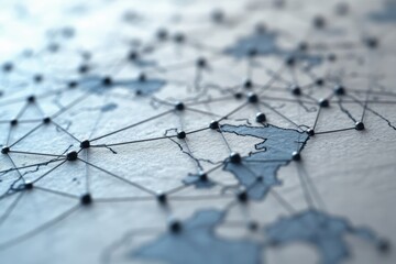 Poster - Abstract network map illustrating global connections lines nodes, showcasing interconnectedness collaboration.