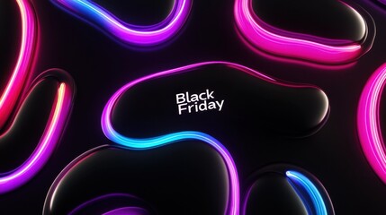 Poster - Black Friday sale announcement with neon lights and a dark background