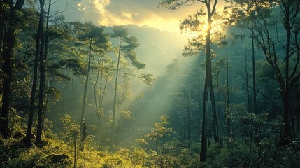 Poster - A landscape of a forest with nice trees.