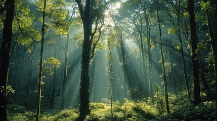 Poster - A landscape of a forest with nice trees.