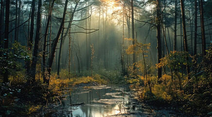 Poster - A landscape of a forest with nice trees.