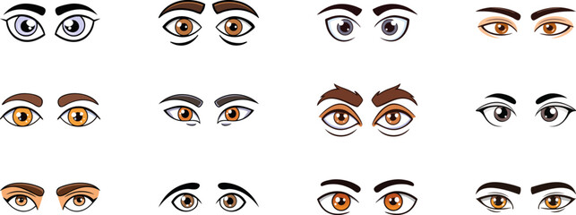 Wall Mural - man cartoon eyes clipart illustration set