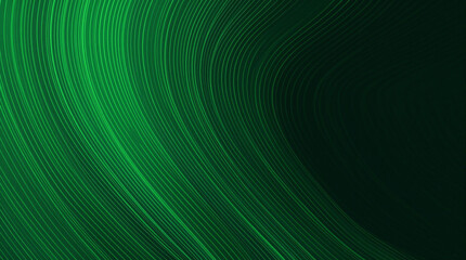 Wall Mural - abstract green lines flowing through dark background