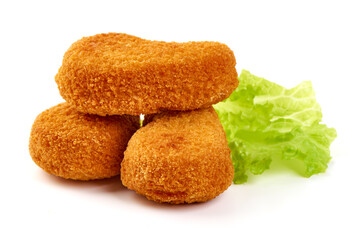 Wall Mural - American fast food. Fried Chicken nuggets, isolated on white background.