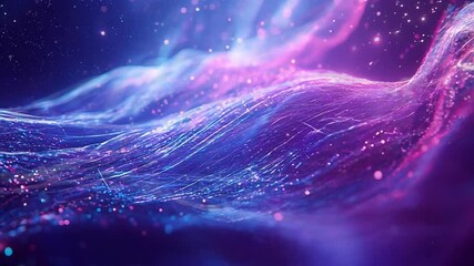 Wall Mural - Seamless Looping Abstract Wave Background with Sparkling Particles